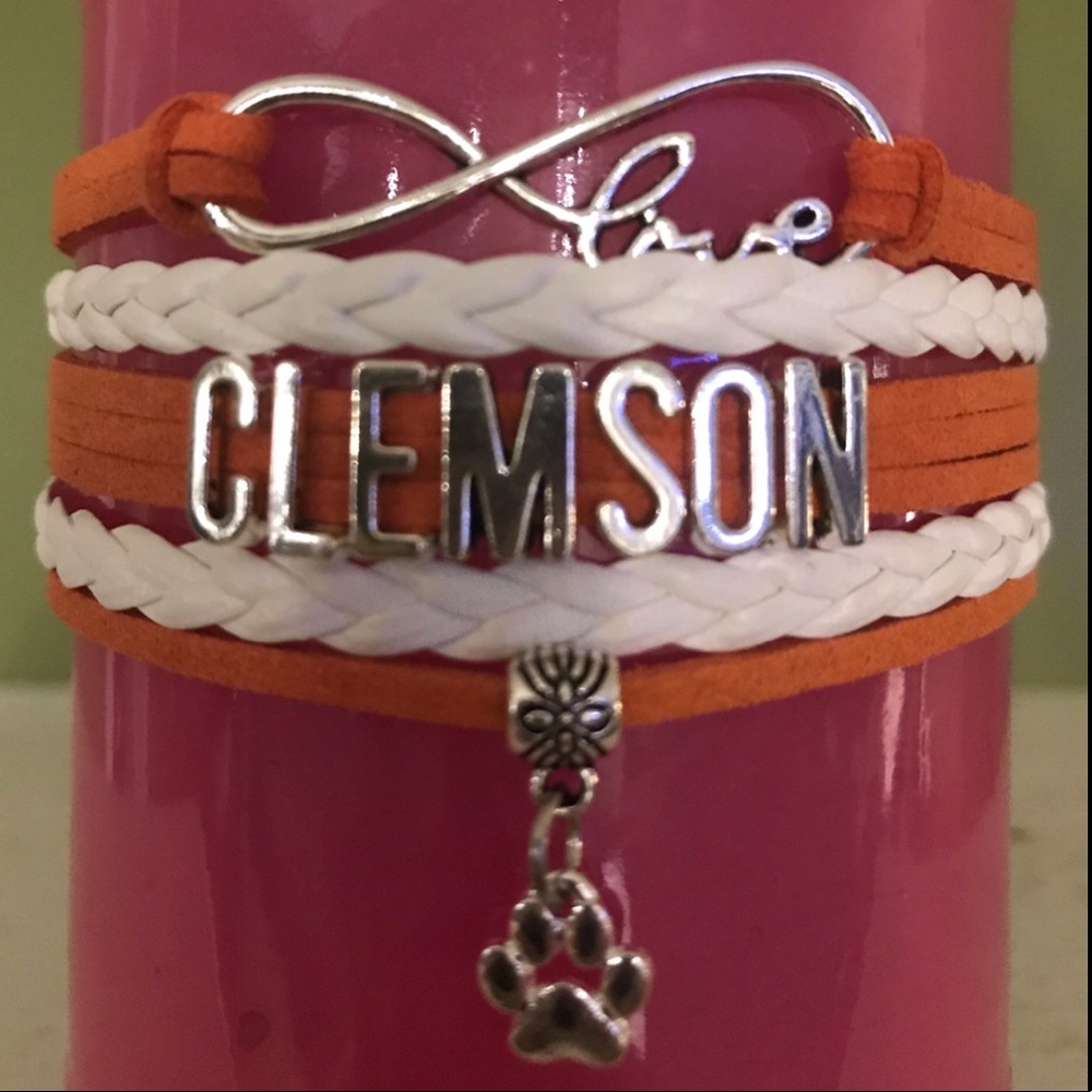 Clemson Multi Layer Infinity Charm Bracelet New